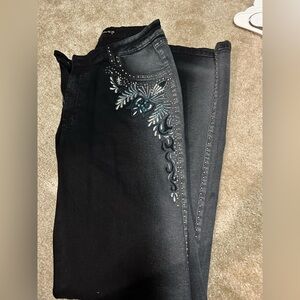 Embroidered and bedazzled vintage jeans
